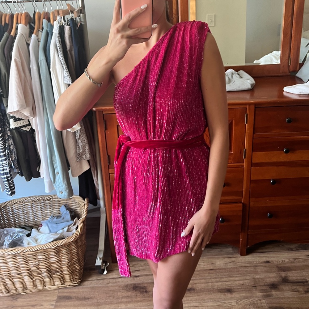 Retrofete Ella dress in fushia pink
